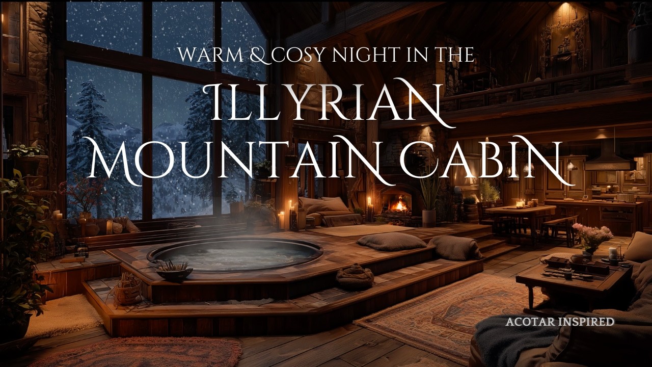Relax in the Illyrian Mountain Cabin | Sunken Bathtub & Cozy Winter Fire | ACOTAR Ambience