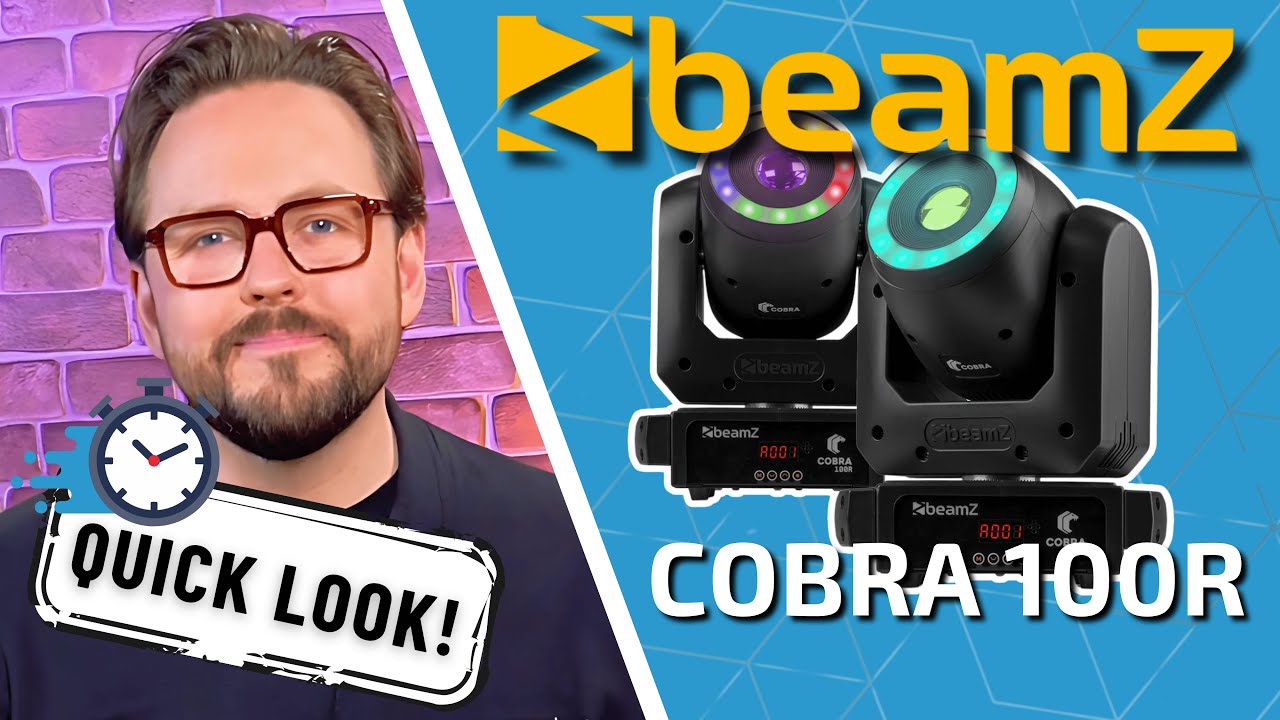 QUICK LOOK! 👀 BeamZ Cobra 100R Moving Head Spot with LED Ring - 100W 💡 Demo and Review!