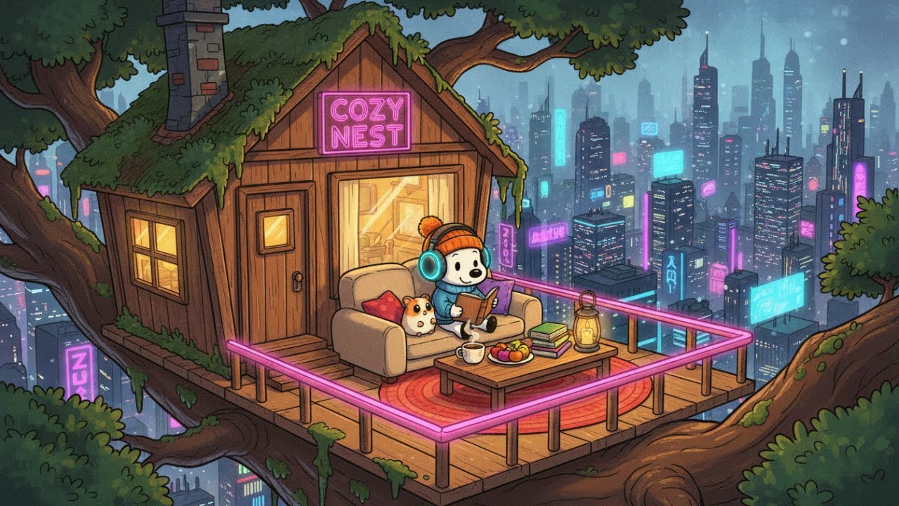 Cozy Treehouse Night 🌃 Lofi Chill Beats to Study & Relax