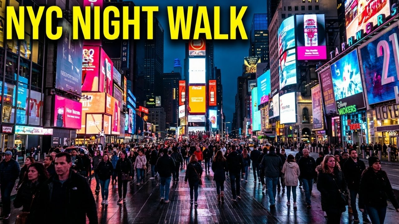 NYC Night Walk 4K: Penn Station → Times Square → Hell’s Kitchen Midtown