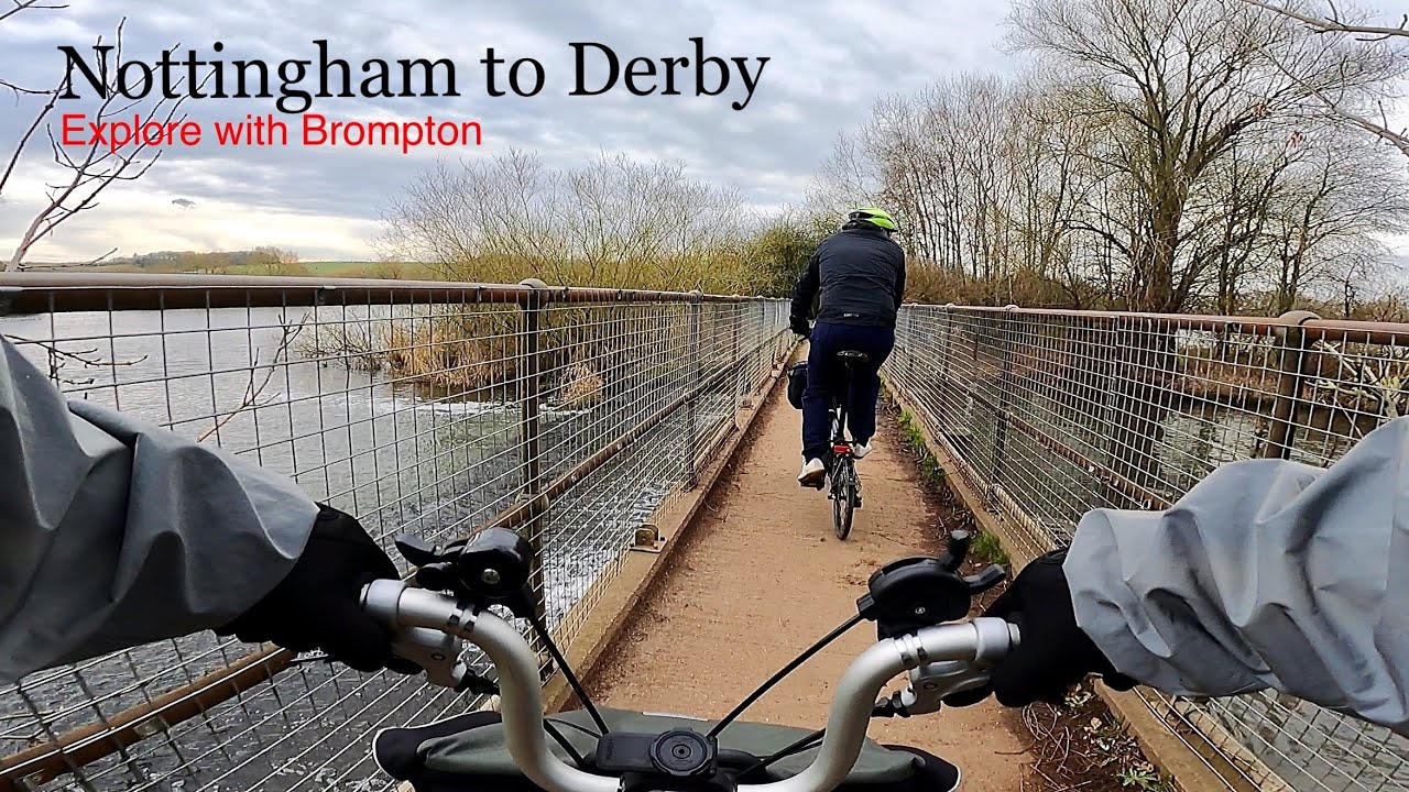 Brompton bike ride from Nottingham to Derby city, England