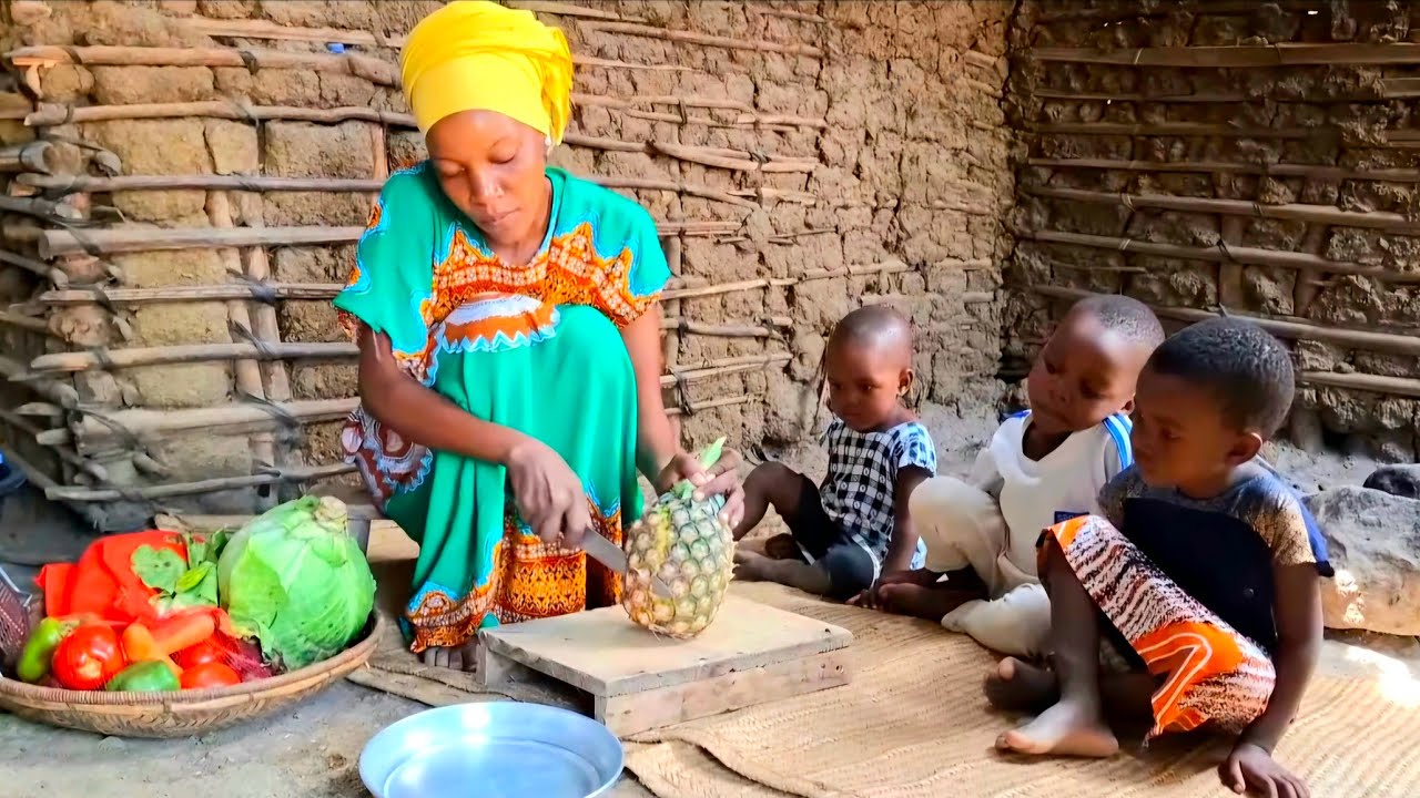 African Village Life#Cooking Delicious Village Food Vegetable Rice With Greengrams For Breakfast