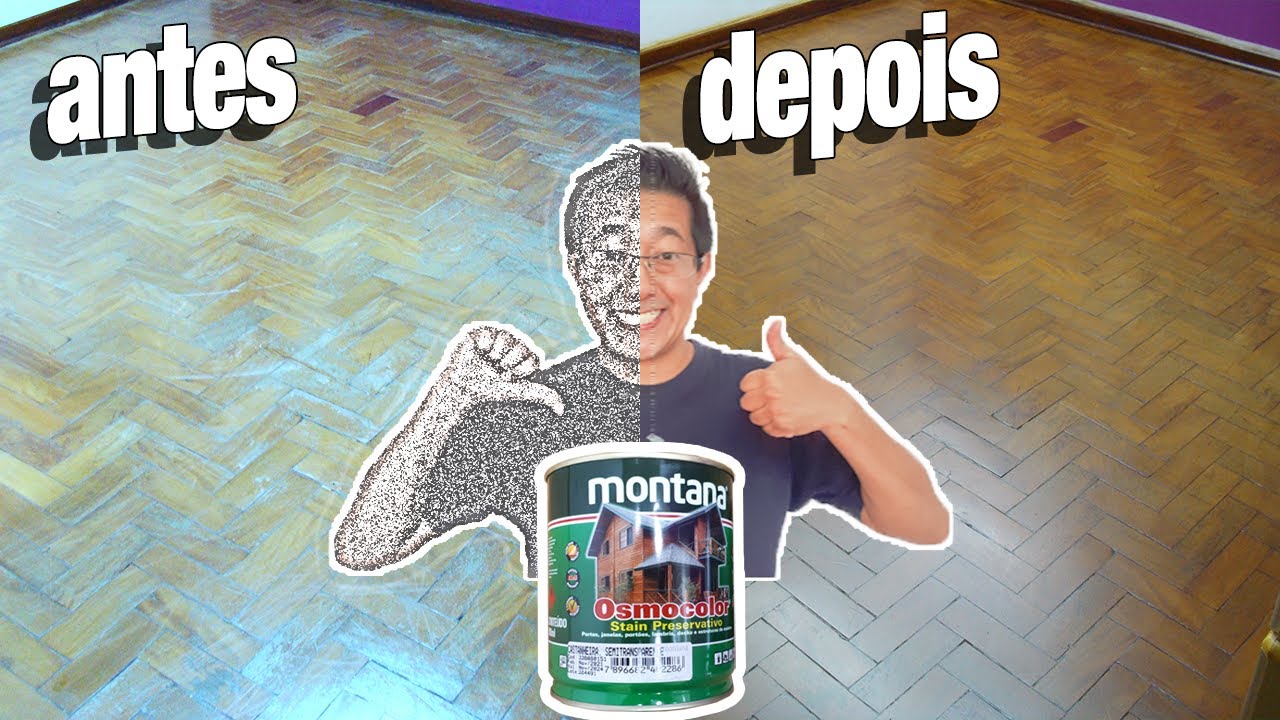 Como pintar reformar PISO DE MADEIRA TACO (osmocolor stain)