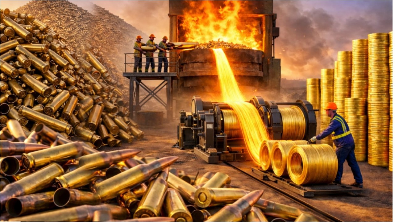 How This Factory Turned Millions of Bullet Shells Into Premium Golden Wire | Incredible Recycling!