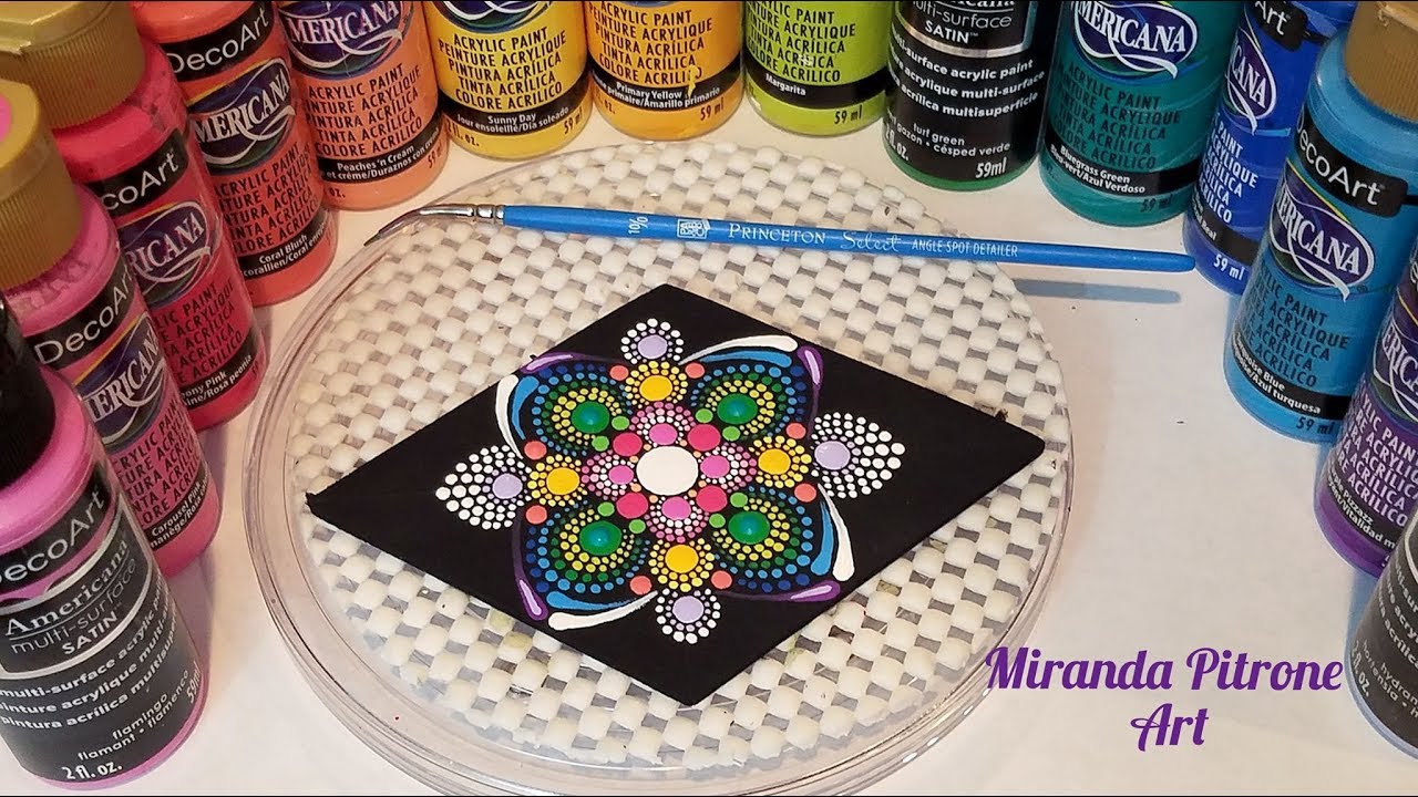 Rainbow Diamond ~ Rainbow Quad Mandala ~ Dot Art Painting with Miranda Pitrone