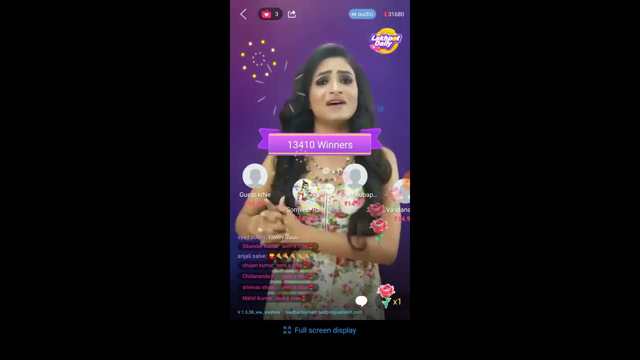 Anchor Harshita hosting Lakhpot daily game show