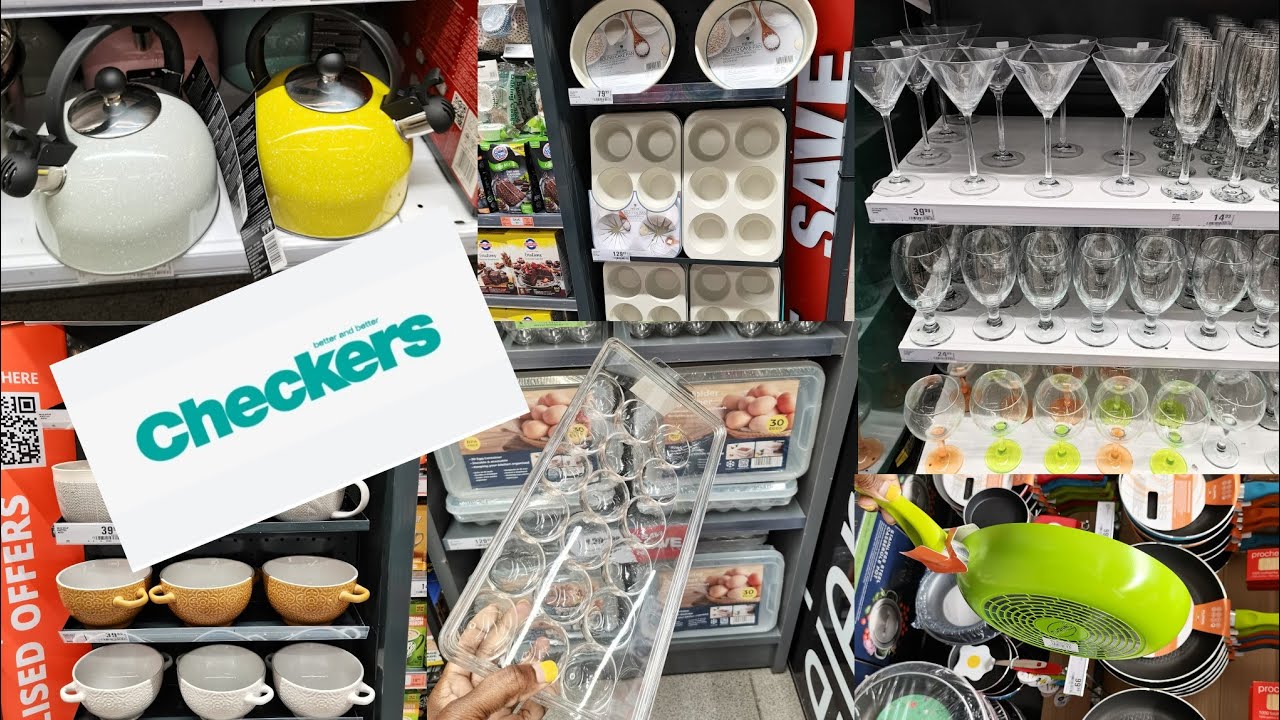 CHECKERS || #checkers #homeware #kitchenware #coffeemugs #kettles #glasses #bakingutensils