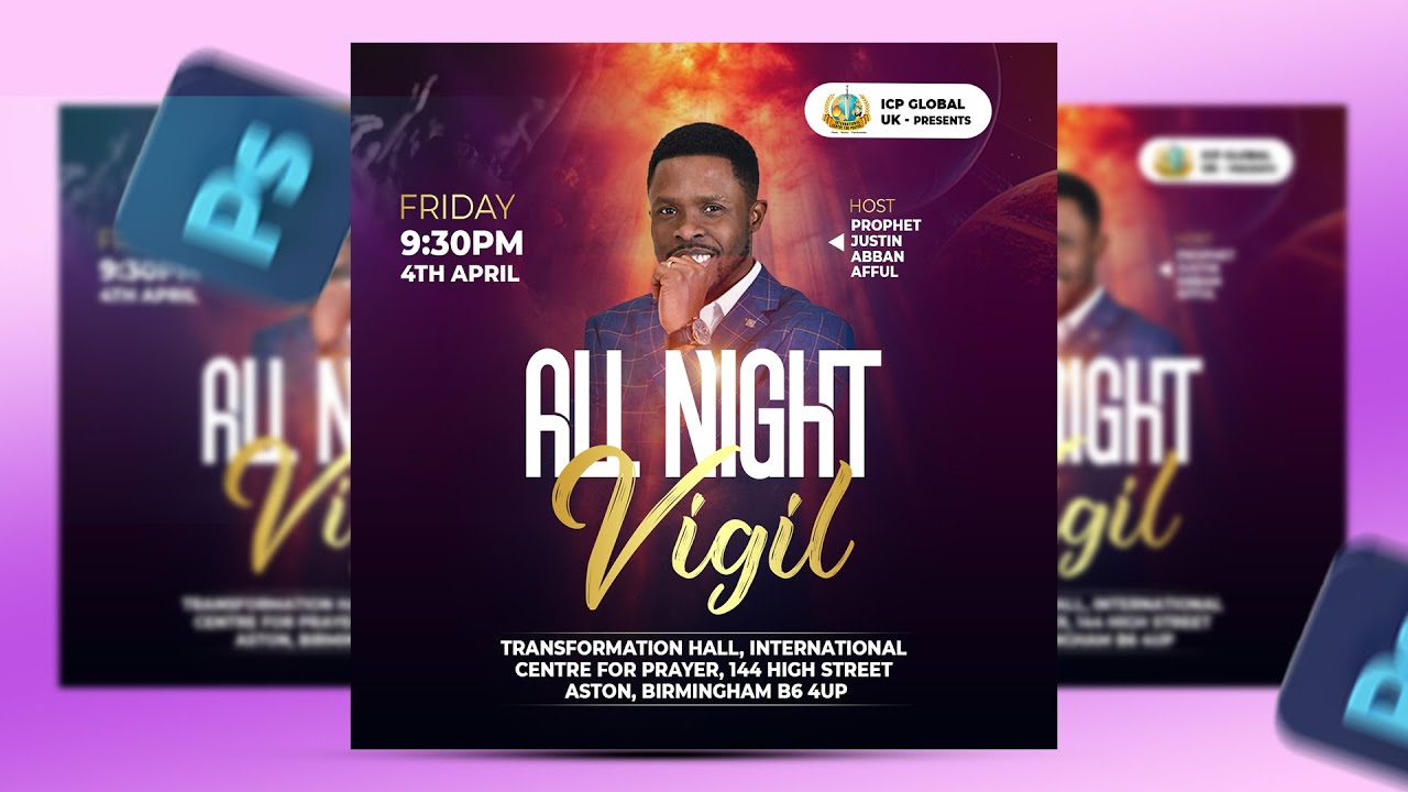 Learn How To Design ALL NIGHT VIGIL FLYER Using Photoshop | Photoshop Tutorials