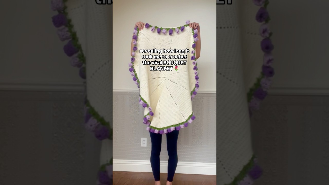 this is how long it took me to crochet the viral bouquet blanket! was it worth it? #crochet