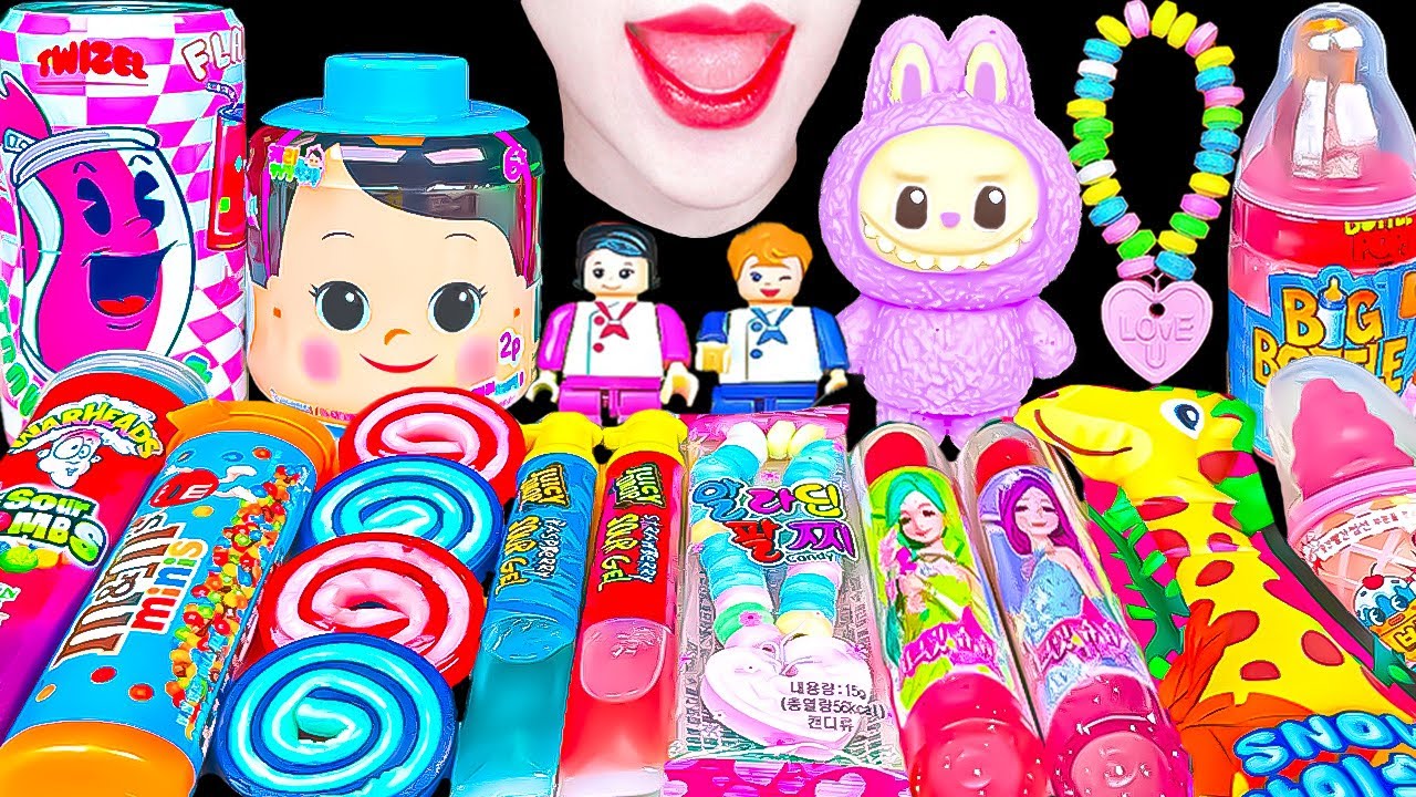 ASMR RAINBOW CANDY 다양한 캔디 먹방 LABUBU CANDY, LEGO, LIPSTICK, SOUR JELLY, 라부부 레고 립스틱 젤리 EATING MUKBANG