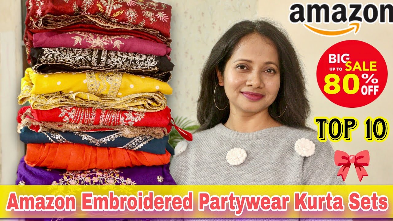 Latest Amazon Wedding 💍/Party 💃 Special Embroidered Kurta Set/Kurti Haul 🎀 | Ranjana R 