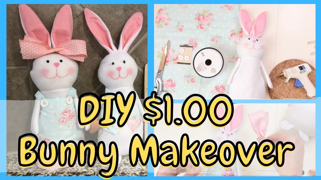 DIY DOLLAR TREE EASTER BUNNY MAKEOVER TUTORIAL | HOW TO MAKEOVER $1.00 BUNNY NO SEW
