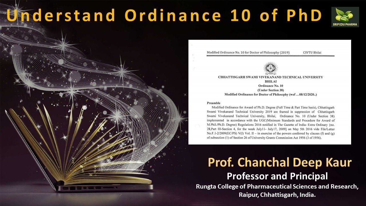 Page 1-5 Modified Ordinance 10 of PhD of CSVTU ( Part 1) DRC, Eligibility , Registration procedure.