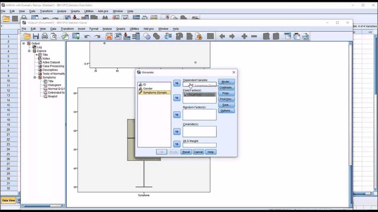 ANOVA with Dunnett's Post Hoc Test in SPSS