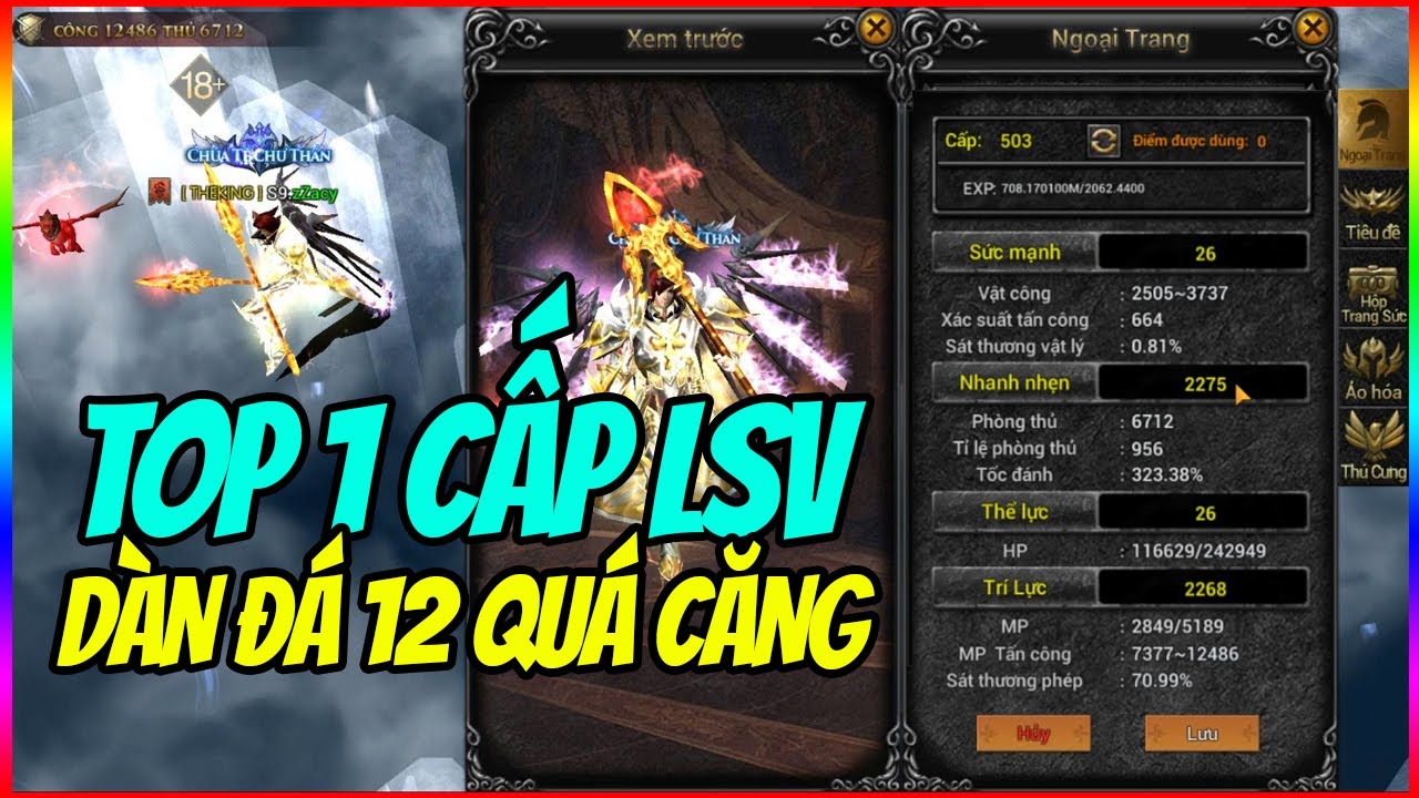 MU Lục Địa VNG: Trên Tay Acc Top 1 Cấp LSV S9 zZacy - Show Dàn Thiên Phú Lv500 Mới