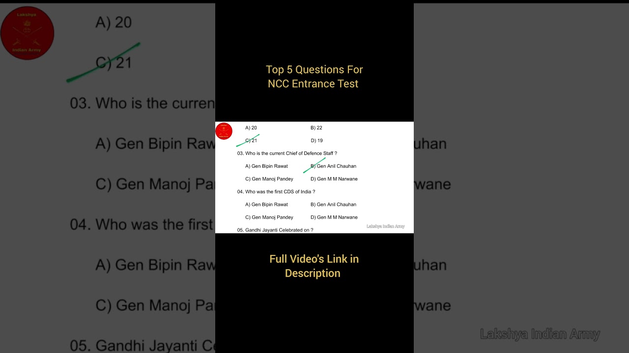 Top 5 Questions for NCC Entrance Test | Most Important questions #trending #army #ncc #uniform