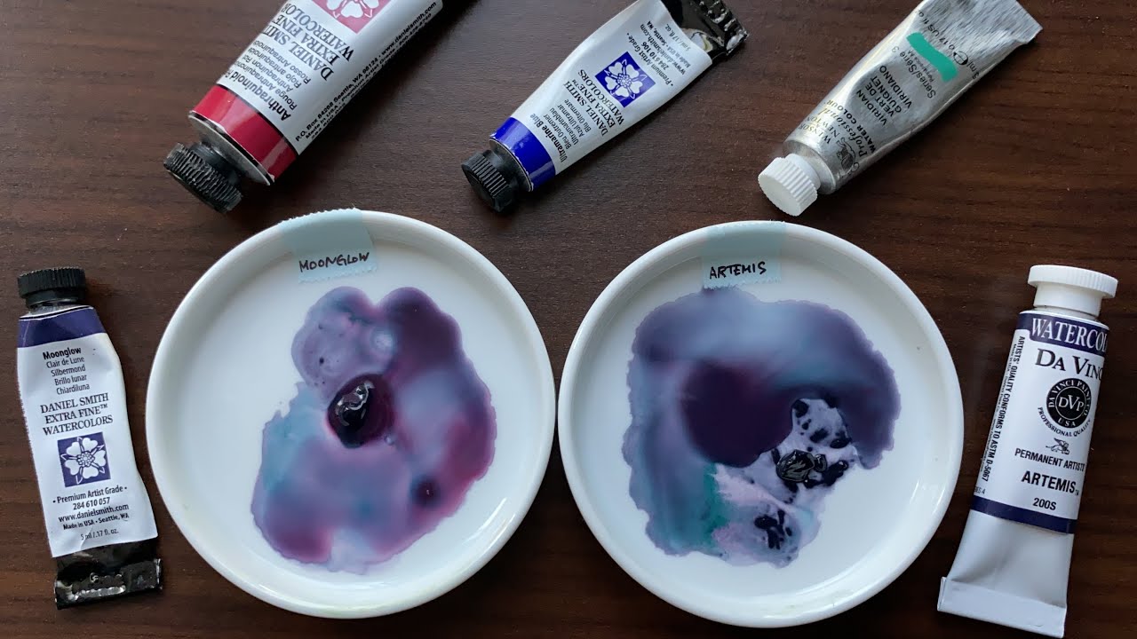 문글로우, 아르테미스 간단 비교 | Daniel Smith Moonglow, Da Vinci Artemis, and my mix