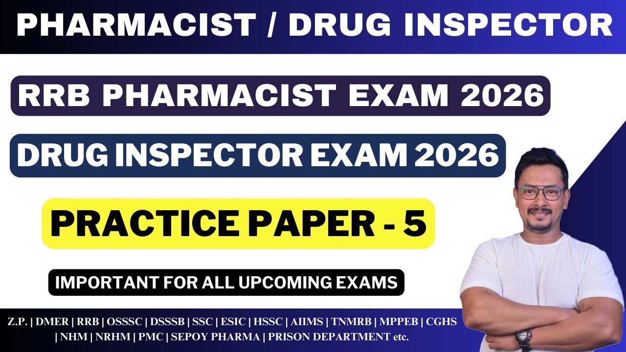 RRB  PHARMACIST EXAM PREPARATION  / RRB PHARMACIST EXAM QUESTIONS / DRUG INSPECTOR EXAM 2026 MCQS
