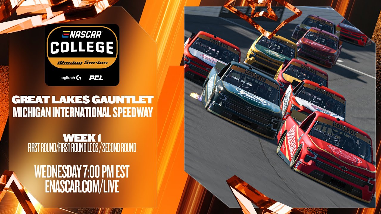 eNASCAR College iRacing Series | Great Lakes Gauntlet | Week 1 | Michigan International Speedway