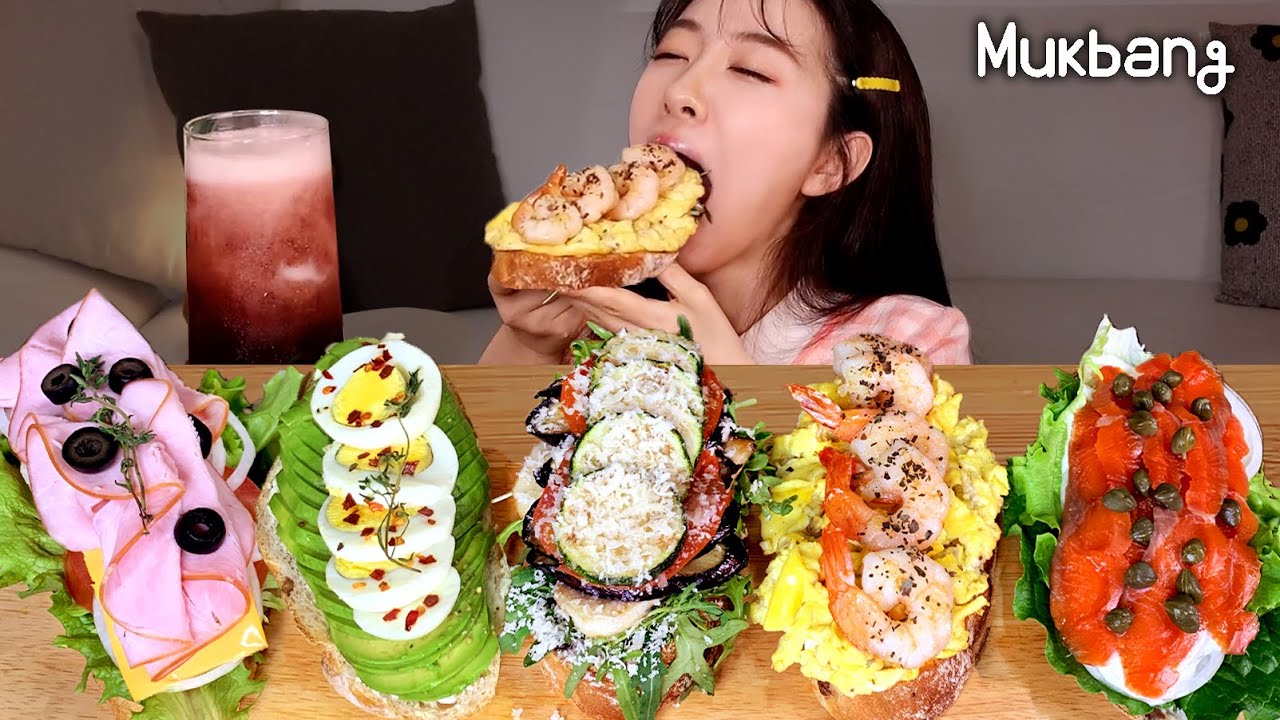 Питание шоу с 5 больших домашних бутербродов и здорового сока, sandwich ASMR REAL MUKBNG