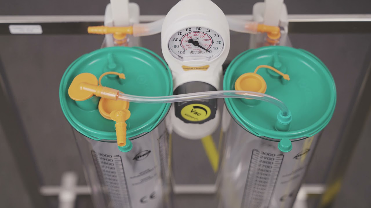 Fixation of ATMOS disposable suction system at MEDAP S VAC Mobile Aspiration Unit