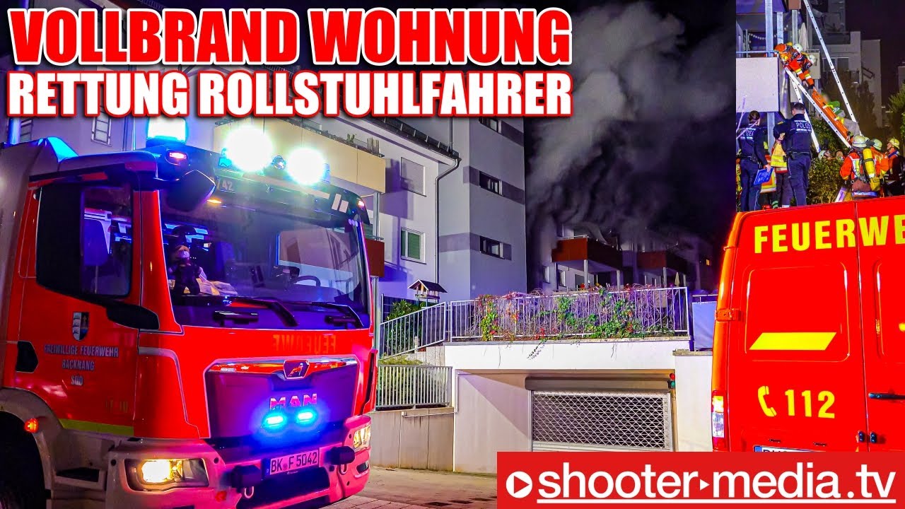 🔥  WOHNUNGSVOLLBRAND mit RETTUNG ROLLSTUHLFAHRER  🔥 | 🚒  Löscharbeiten im Mehrfamilienhaus  🚒
