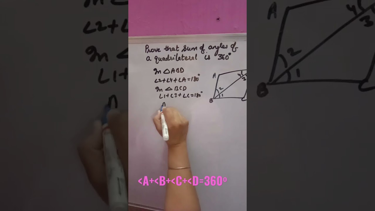 #shorts/prove that sum of angles of a quadrilateral is 360 degree