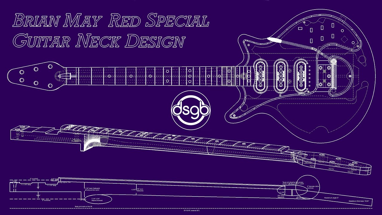 Brian May Red Special Guitar Neck CAD Design Walkthrough