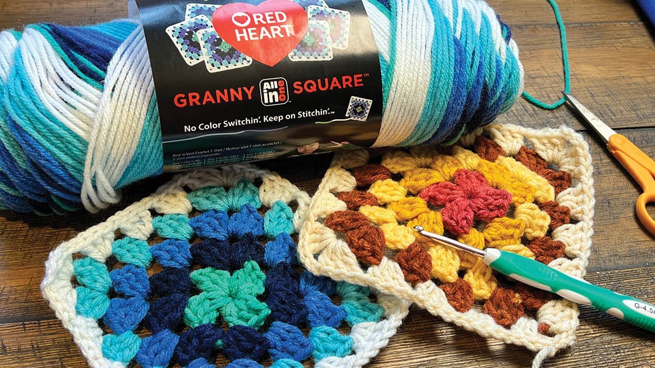 How to Crochet Red Heart All In One Granny Square - Pattern and Extra Tips