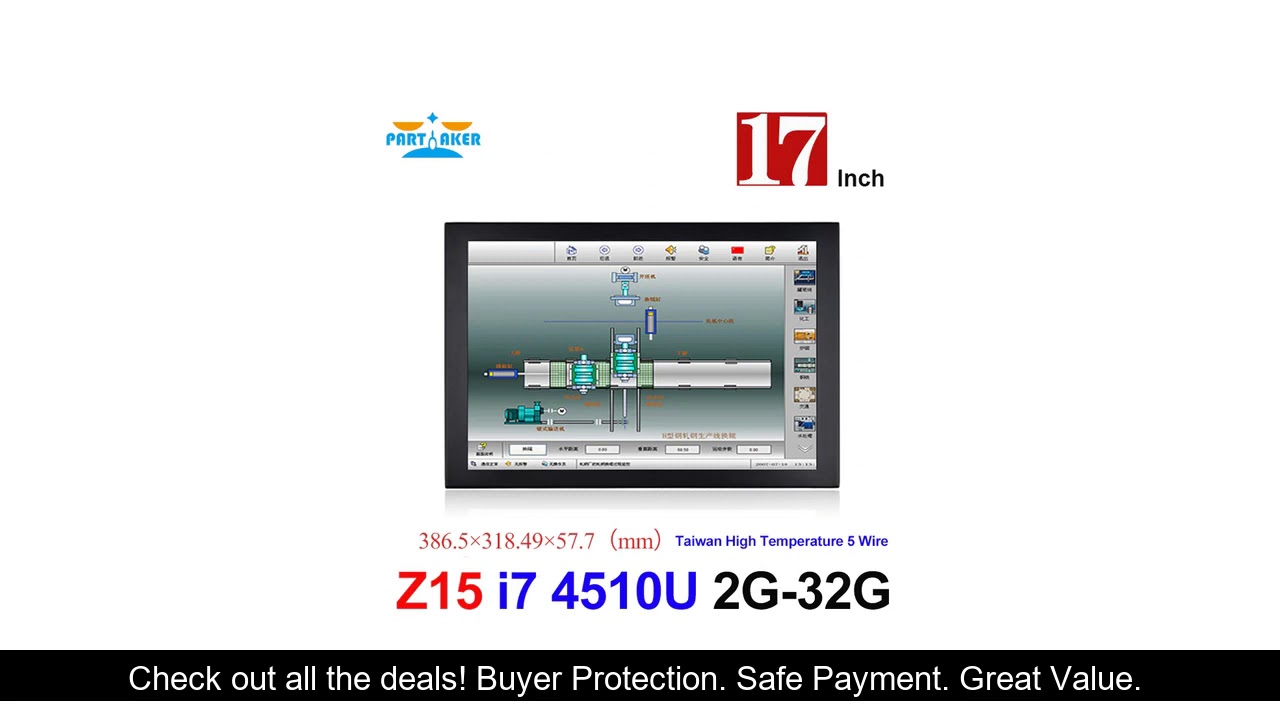 Partaker Industrial Touch Panel PC with i7 4510U 4600U Inch Made-In-China 5 Wire Resistive Touch Sc
