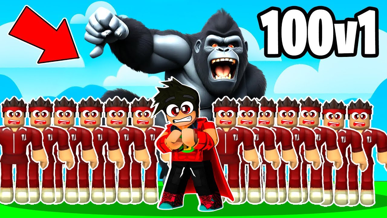 Roblox'ta 100 İnsan vs 1 Goril Oynadık !! Mr Beast Yeni Oyunu