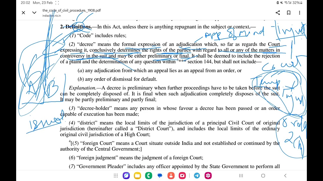Code Of Civil Procedure, Intro and definition clause detail explanation