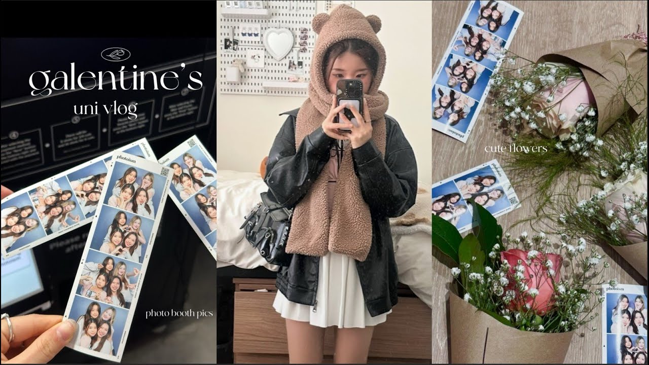 uni vlog | galentine's day w friends, photobooth pics, learning how to be happy single ♡