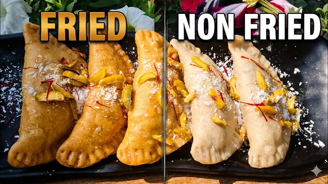 सारे  tips और  tricks  के साथ  fried  और  non fried  गुझिया 🤩✨️ #friedgujhiya #nonfriedgujhiya 