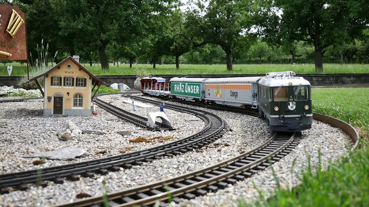 LGB RhB Gartenbahn 2021 l Drohnenaufnahmen l Kiss Ge 4/4 ll, Ge 6/6 l und Hg 4/4