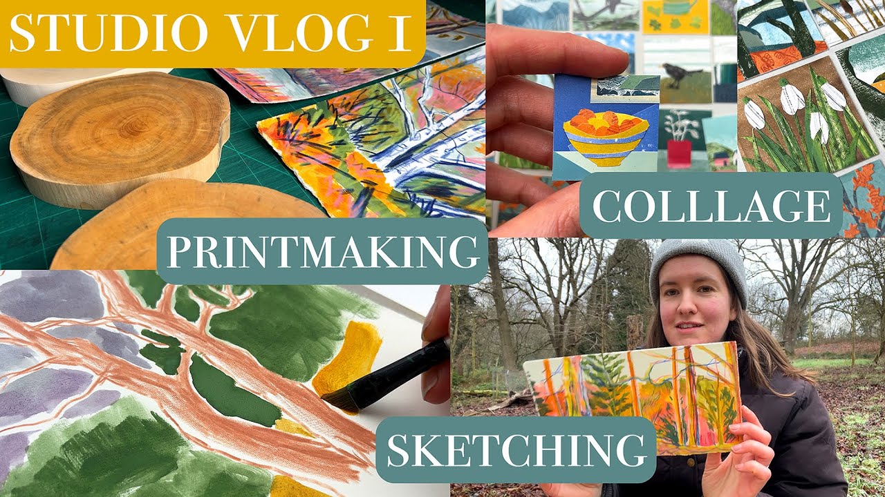 Studio Vlog 1. Sketching, Printmaking and Mini Collages