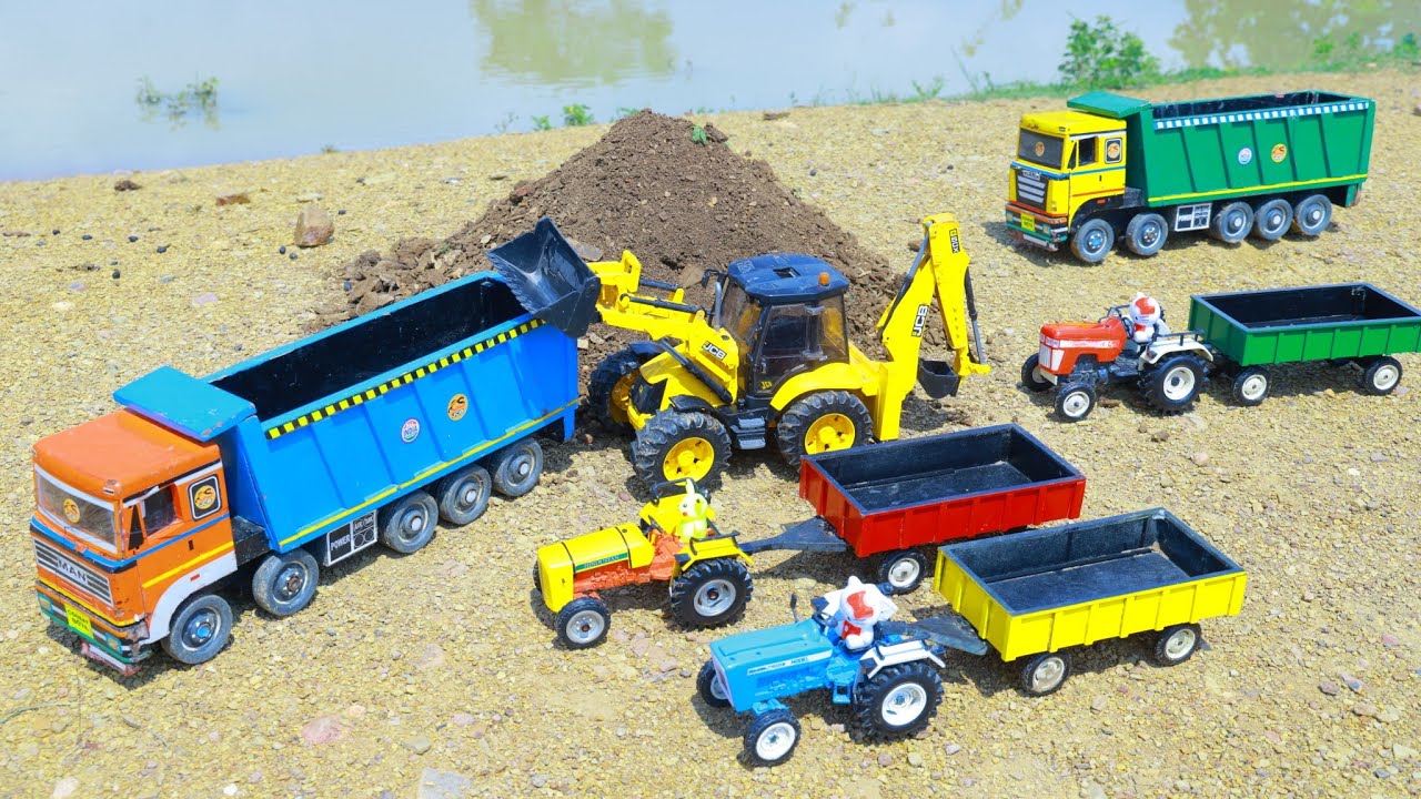 😱 Mud Loading JCB Truck Tractor | Double Trucks Accident Road Deep Mud Pulling Tractor Crane ? CSToy