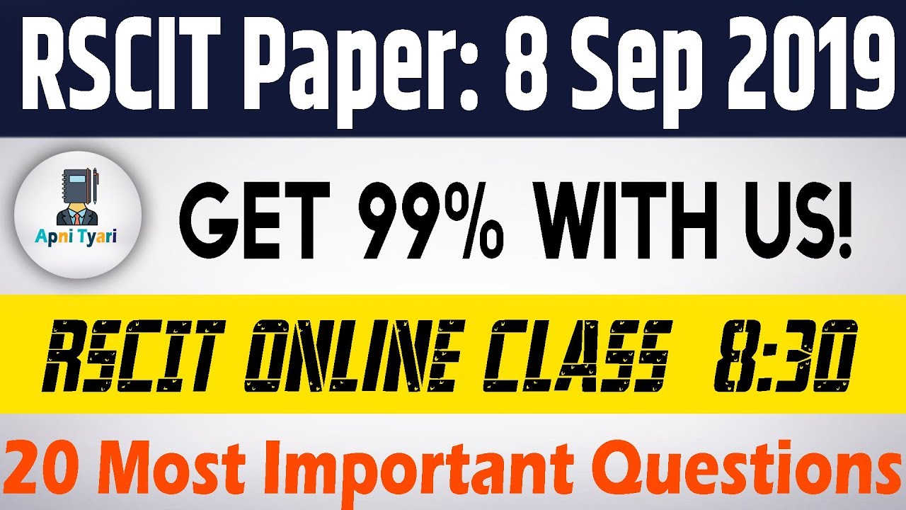 RSCIT Exam Important Question: 8 September 2019 | RKCL Most Online Test by ApniTyari