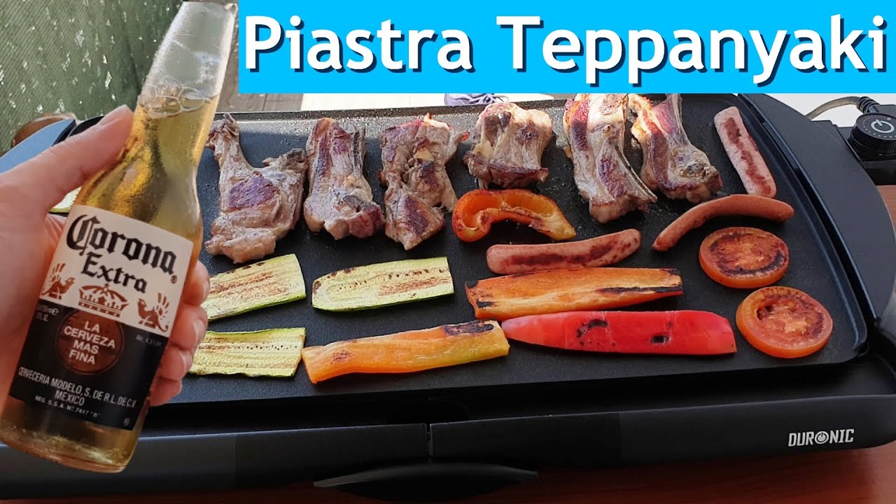 Piastra Elettrica Da Tavola 2000W,  Provata con Carne Pesce e Verdure Grigliate