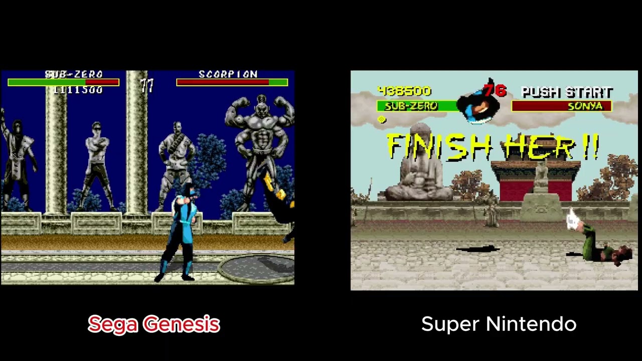 Mortal Kombat 1 Sega Genesis vs Super Nintendo (Original)
