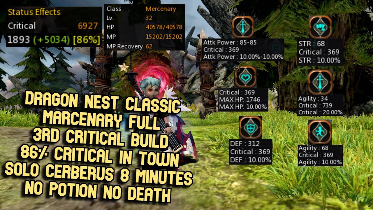 DN Classic Marcenary 3rd Critical Build (86% in Town) Solo Cerberus Nest 8 Min No Potion No Death