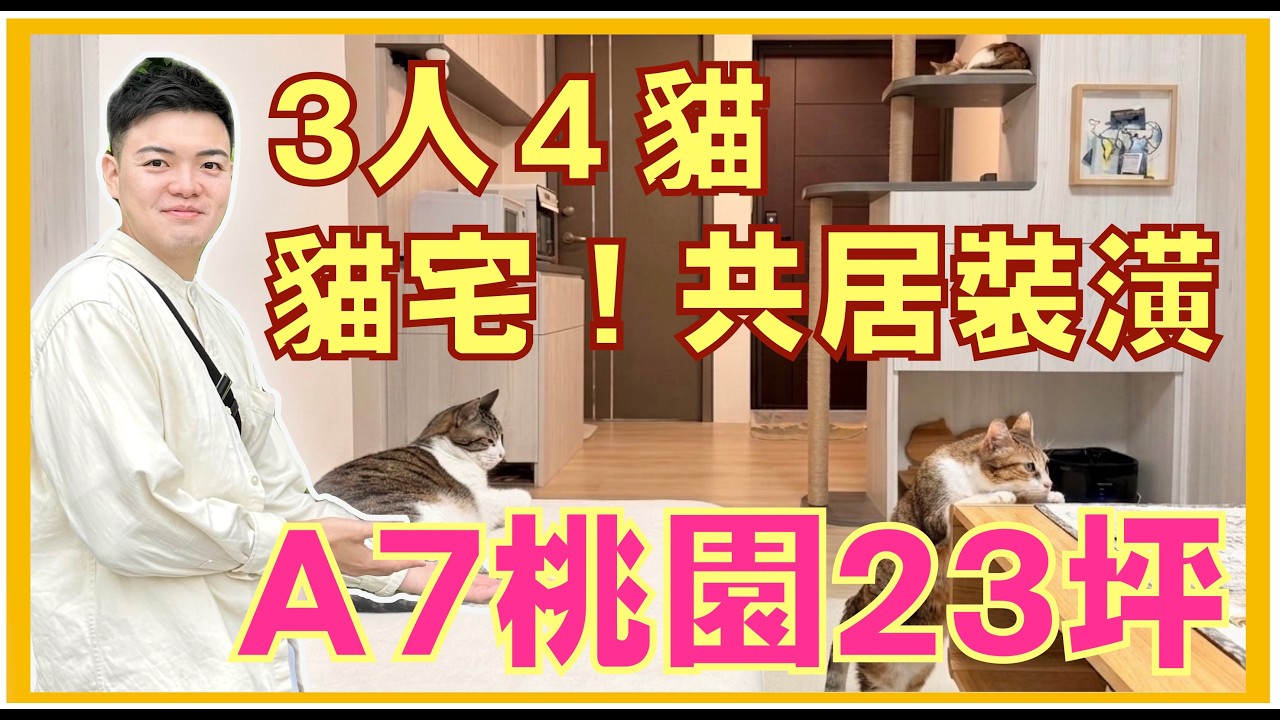 A7龜山23坪｜新家開箱三人四貓｜玄關貓咪瞭望台，回家充滿愛和溫暖！低預算打造貓天堂【風水視家 #25 】｜抓雞