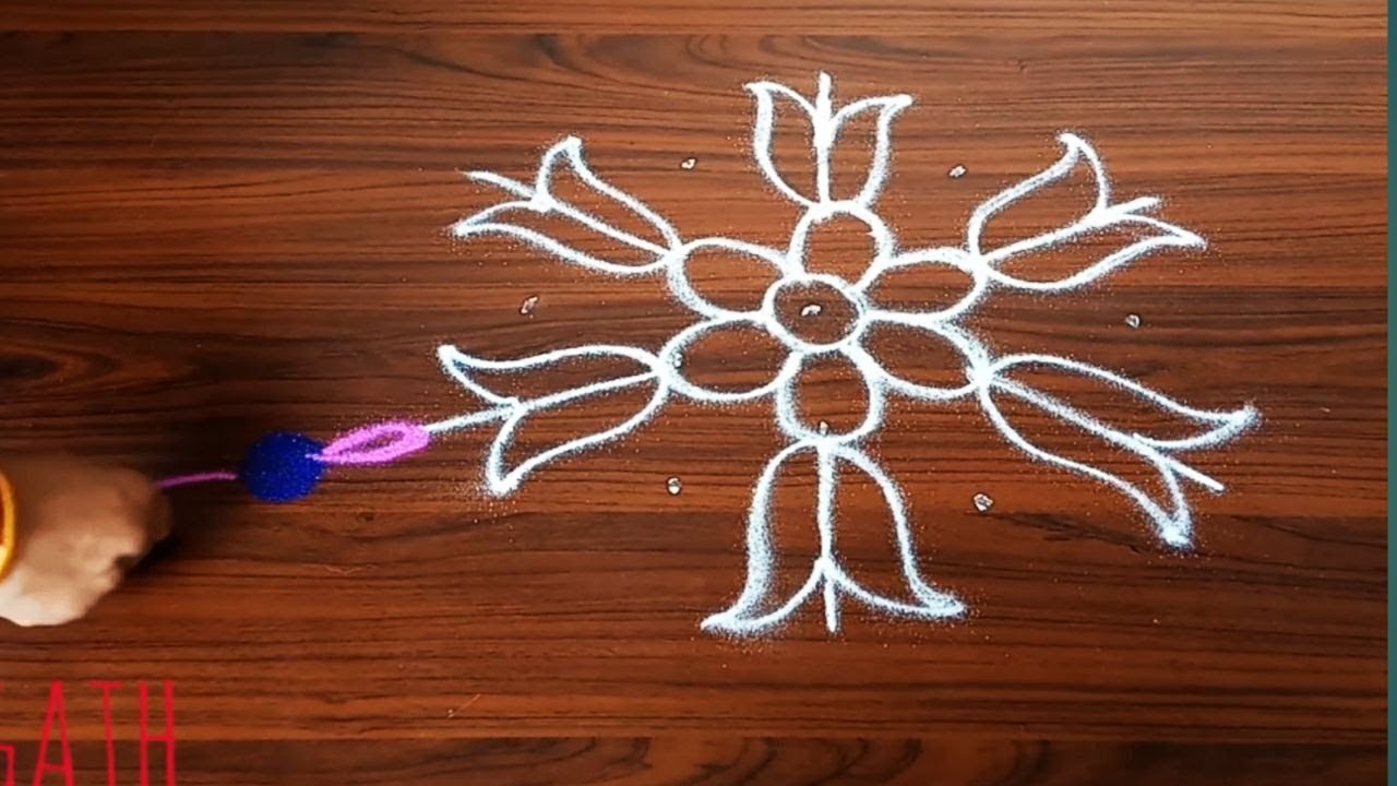 very easy rangoli design for beginners |friday kolams | muggulu &  padi designs  made easy to draw