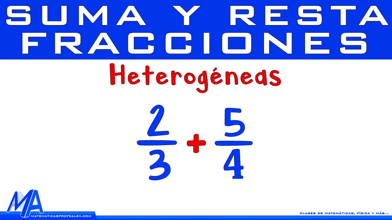 Suma y resta de fracciones heterog&eacute;neas | denominadores DIFERENTES