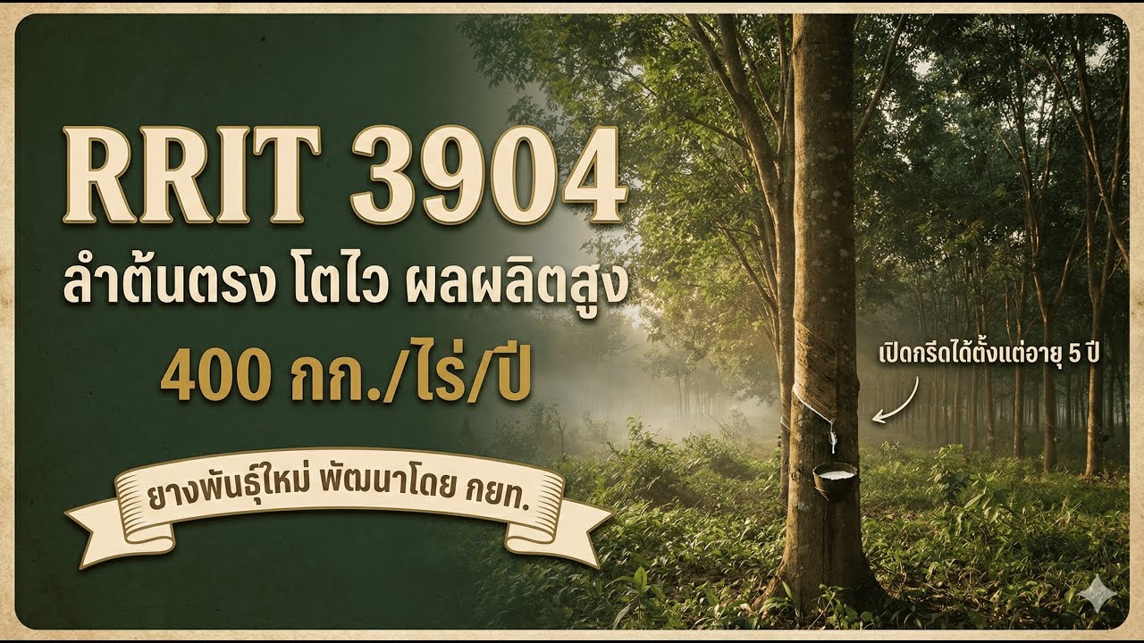 RRIT 3904 ยางพันธุ์ใหม่ ผลผลิต 400 กก./ไร่ สูงกว่า RRIM 600 ถึง 2 เท่า!