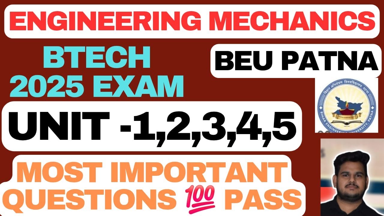 Engineering Mechanics BEU Most Important Question 2025 | BEU Btech 1st Year Most important questions
