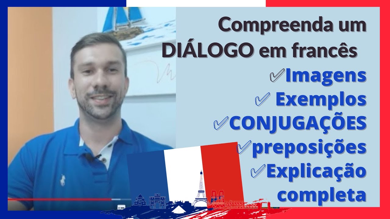 Aprenda francês com diálogo - Passa a passo - Com imagens, frases e explicação na tela