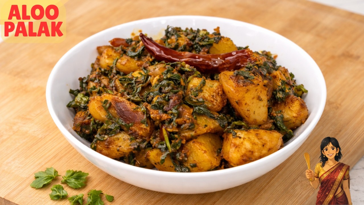 आलू पालक की स्वादिष्ट सब्जी | Aloo Palak ki Sukhi Masaaledaar Sabzi | Aloo Palak Recipe | Aloo Palak