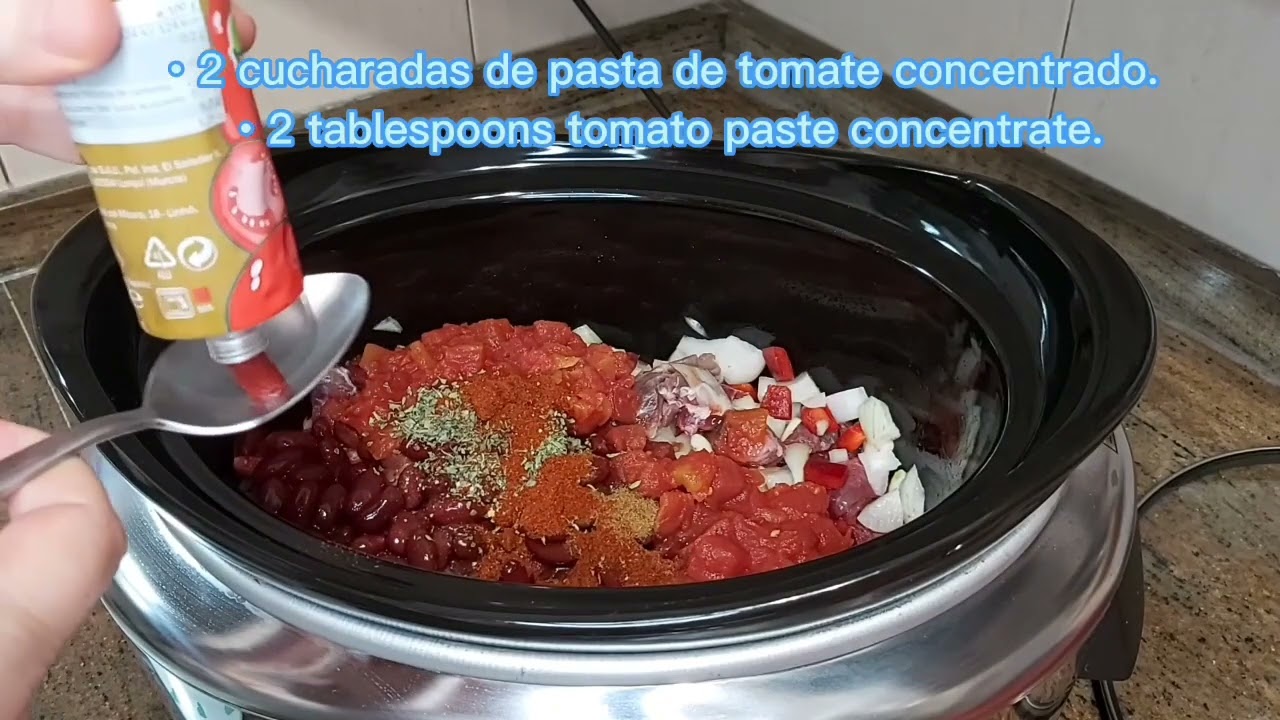 Carne de res con judias chili en la crock pot// Beef with chili - beans in the slow cooker.