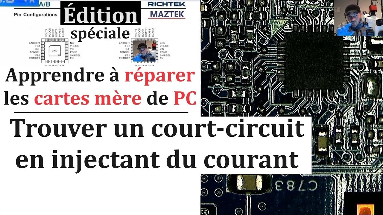 Diagnostic carte mère PC portable. Trouver un court-circuit en injectant du courant